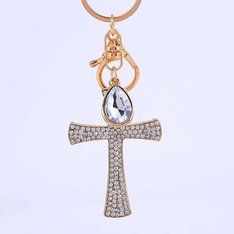 Wholesale Alloy Diamond Cross Key Chain